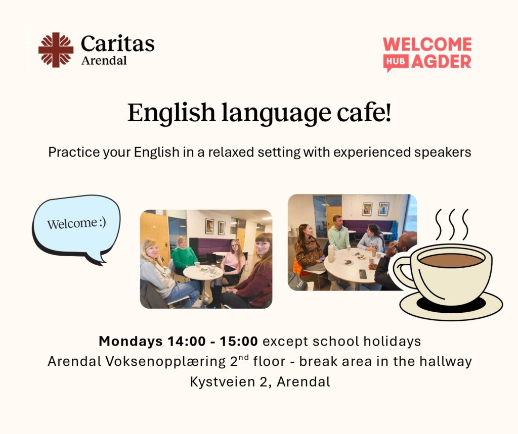 Plakat engelsk språkkafé